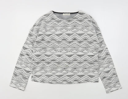 Indigo Collection Womens Multicoloured Round Neck Geometric Cotton Pullover Jumper Size 12