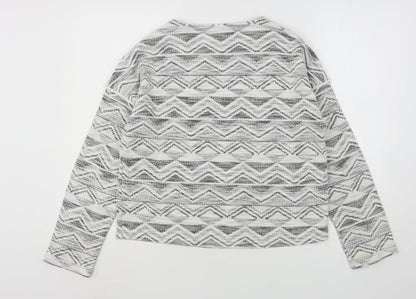 Indigo Collection Womens Multicoloured Round Neck Geometric Cotton Pullover Jumper Size 12
