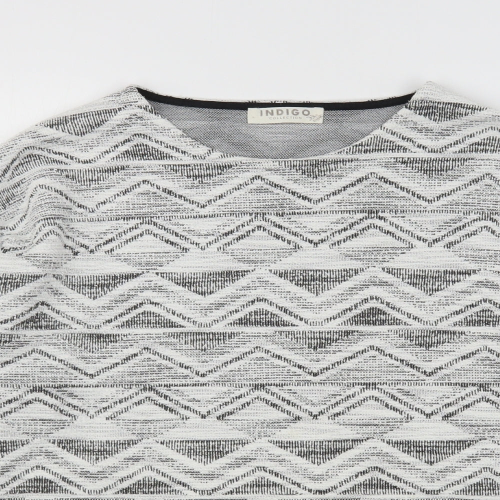 Indigo Collection Womens Multicoloured Round Neck Geometric Cotton Pullover Jumper Size 12