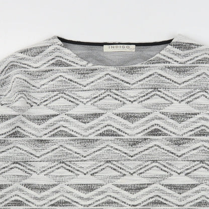 Indigo Collection Womens Multicoloured Round Neck Geometric Cotton Pullover Jumper Size 12