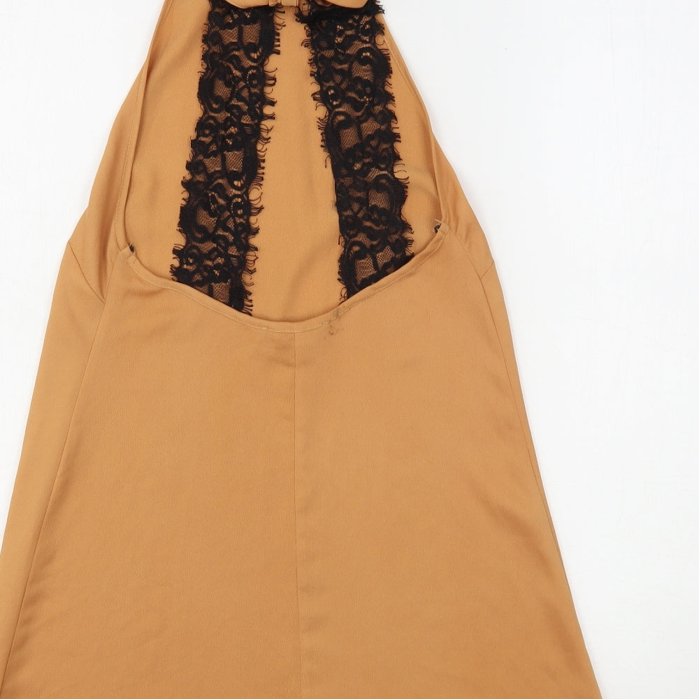 Womens UK Size 8 Missguided Beige Basic Blouse