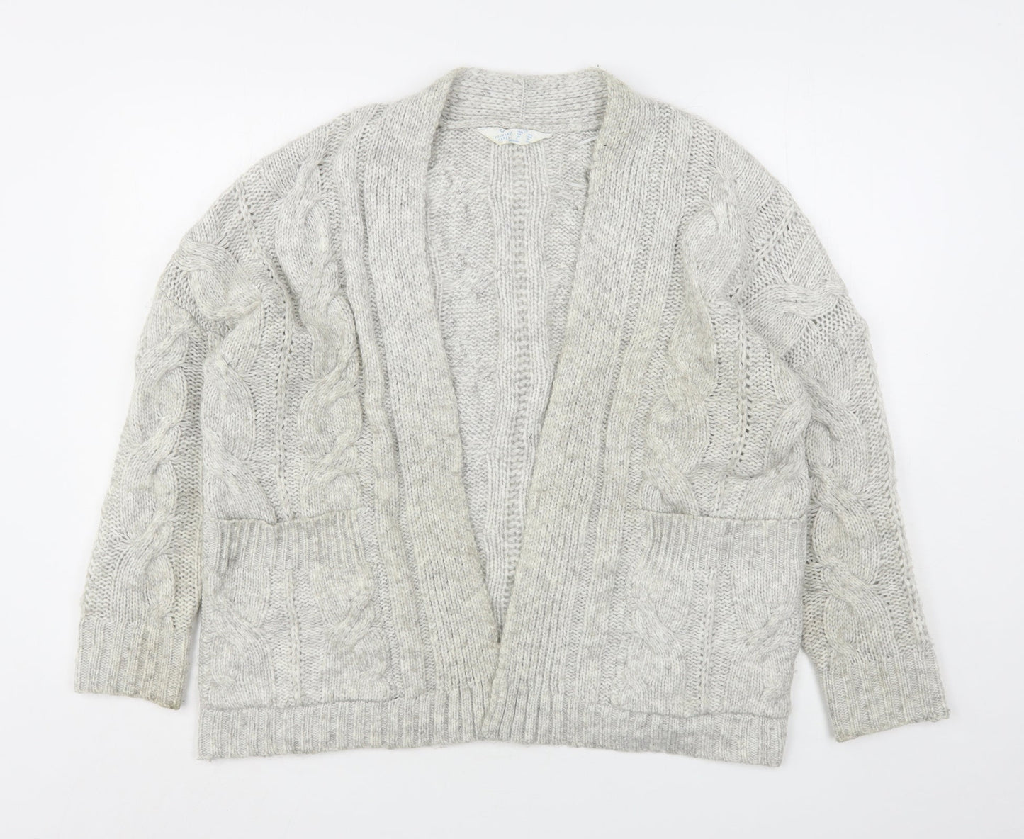 Primark Womens Grey V-Neck  Acrylic Cardigan Jumper Size 10