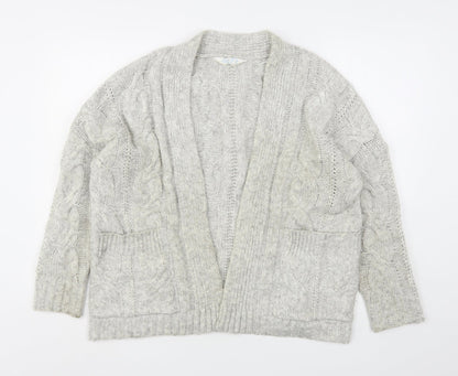 Primark Womens Grey V-Neck  Acrylic Cardigan Jumper Size 10