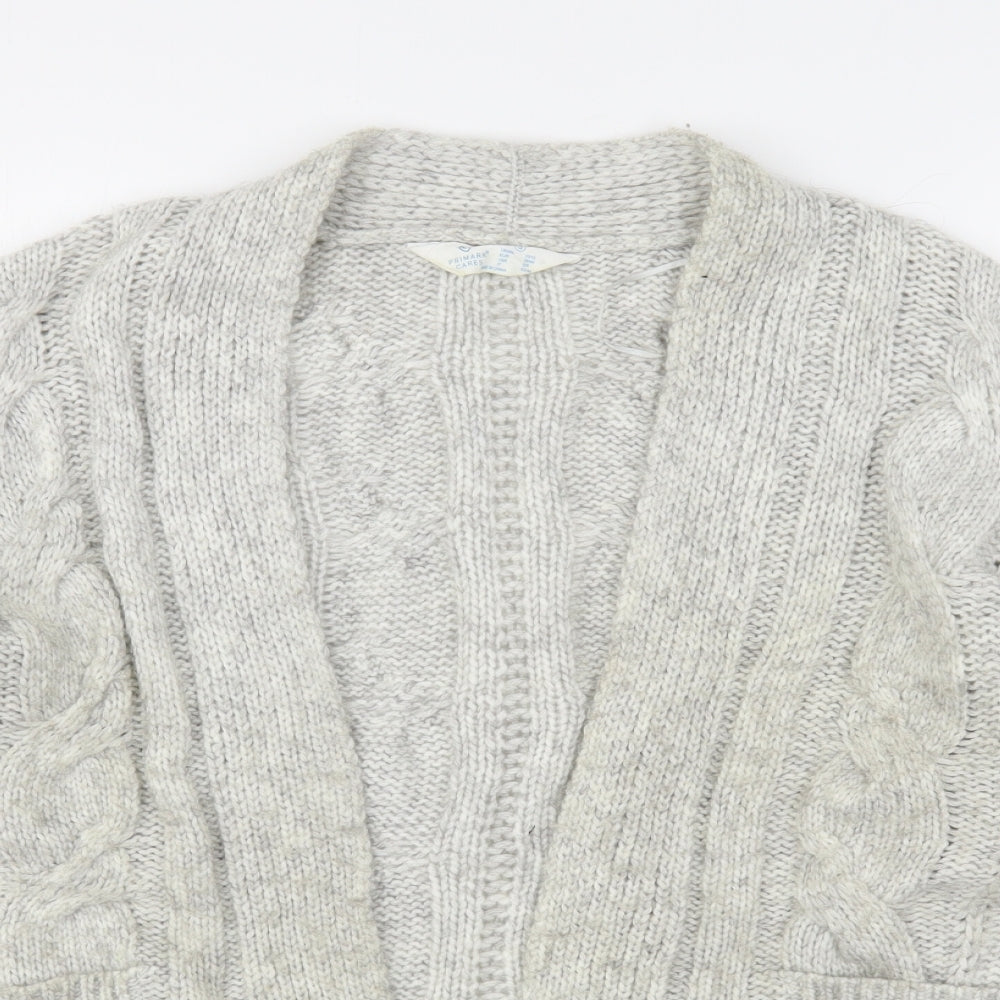 Primark Womens Grey V-Neck  Acrylic Cardigan Jumper Size 10