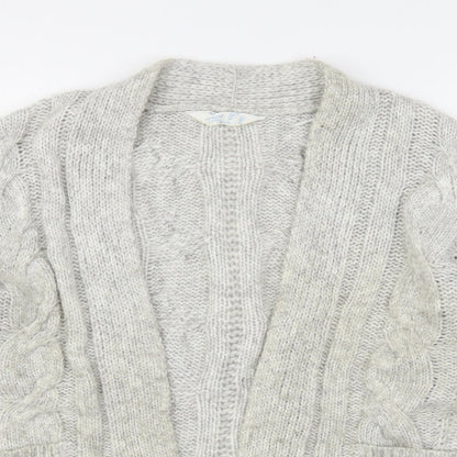 Primark Womens Grey V-Neck  Acrylic Cardigan Jumper Size 10