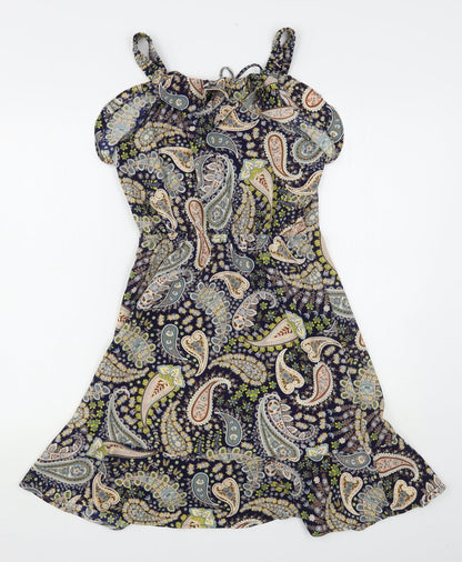Monteau  Womens Multicoloured Paisley Polyester Tank Dress  Size S  Off the Shoulder