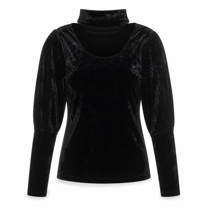 Chloe & Kate Womens Black  Polyester Basic Blouse Size S Round Neck