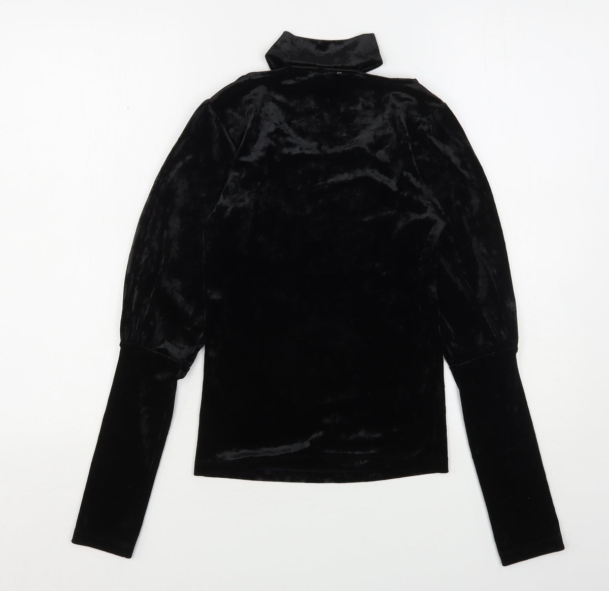 Chloe & Kate Womens Black  Polyester Basic Blouse Size S Round Neck