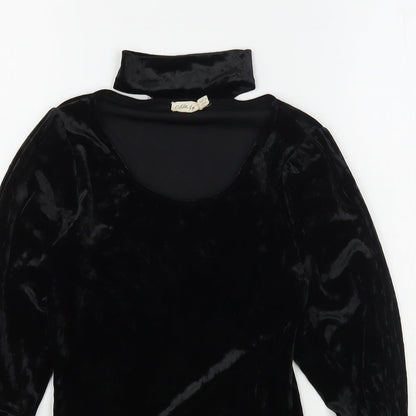 Chloe & Kate Womens Black  Polyester Basic Blouse Size S Round Neck