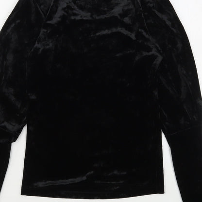 Chloe & Kate Womens Black  Polyester Basic Blouse Size S Round Neck