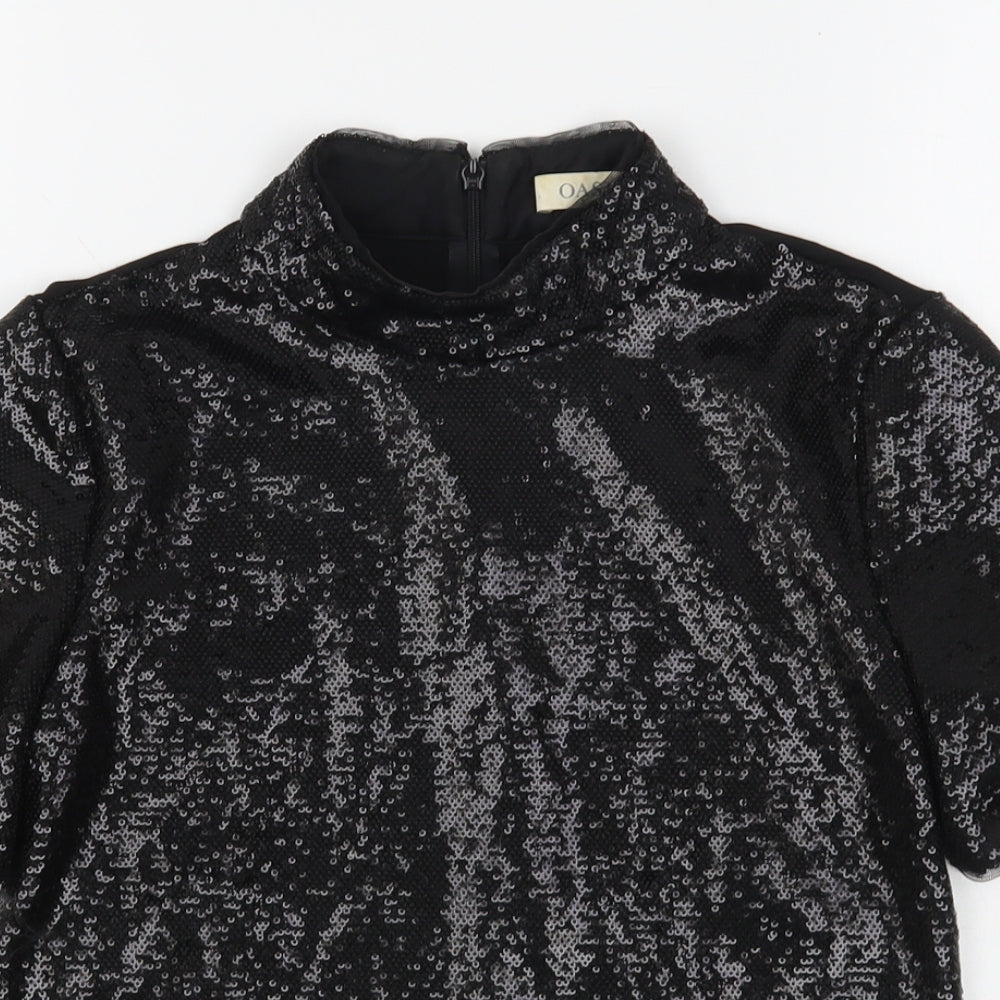Womens UK Size XS Oasis Black Basic Blouse