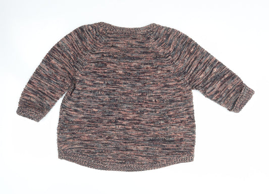 BHS Womens Multicoloured Round Neck  Acrylic Pullover Jumper Size 16