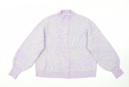 George Womens Purple Crew Neck Animal Print Polyester Pullover Jumper Size M   - 12/14