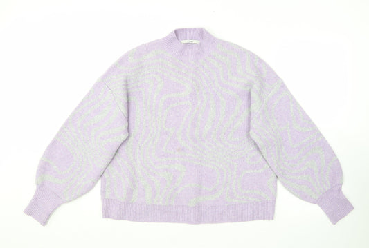 George Womens Purple Crew Neck Animal Print Polyester Pullover Jumper Size M   - 12/14
