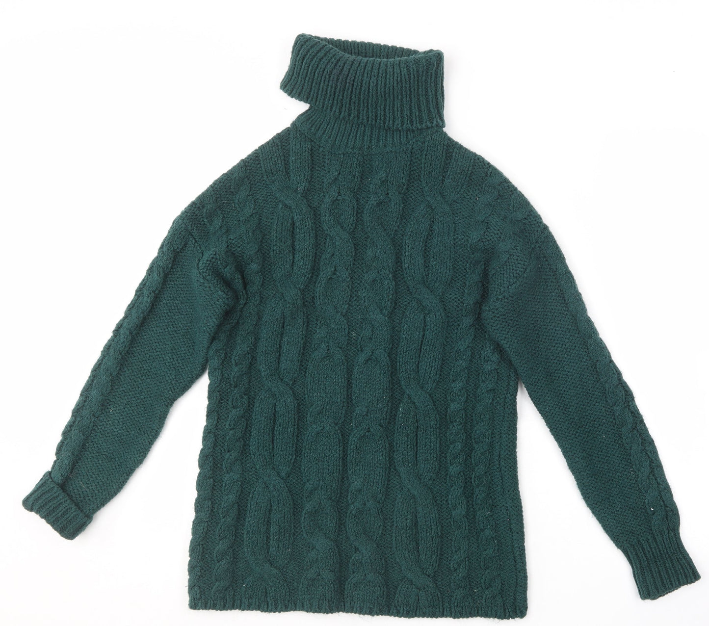 Primark Womens Green Roll Neck  Acrylic Pullover Jumper Size 2XS