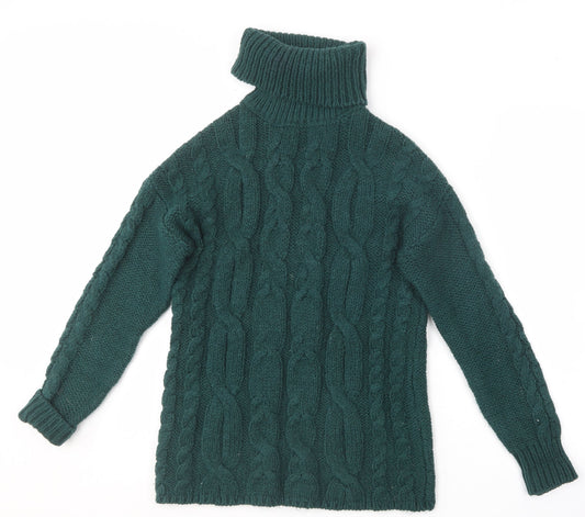 Primark Womens Green Roll Neck  Acrylic Pullover Jumper Size 2XS