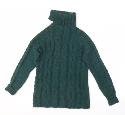 Primark Womens Green Roll Neck  Acrylic Pullover Jumper Size 2XS