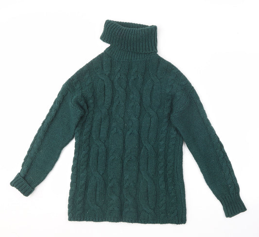 Primark Womens Green Roll Neck  Acrylic Pullover Jumper Size 2XS