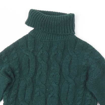 Primark Womens Green Roll Neck  Acrylic Pullover Jumper Size 2XS