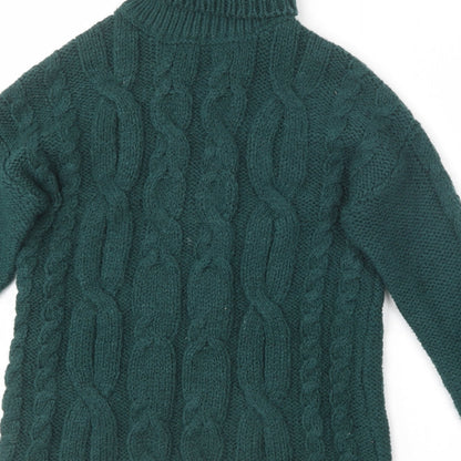 Primark Womens Green Roll Neck  Acrylic Pullover Jumper Size 2XS