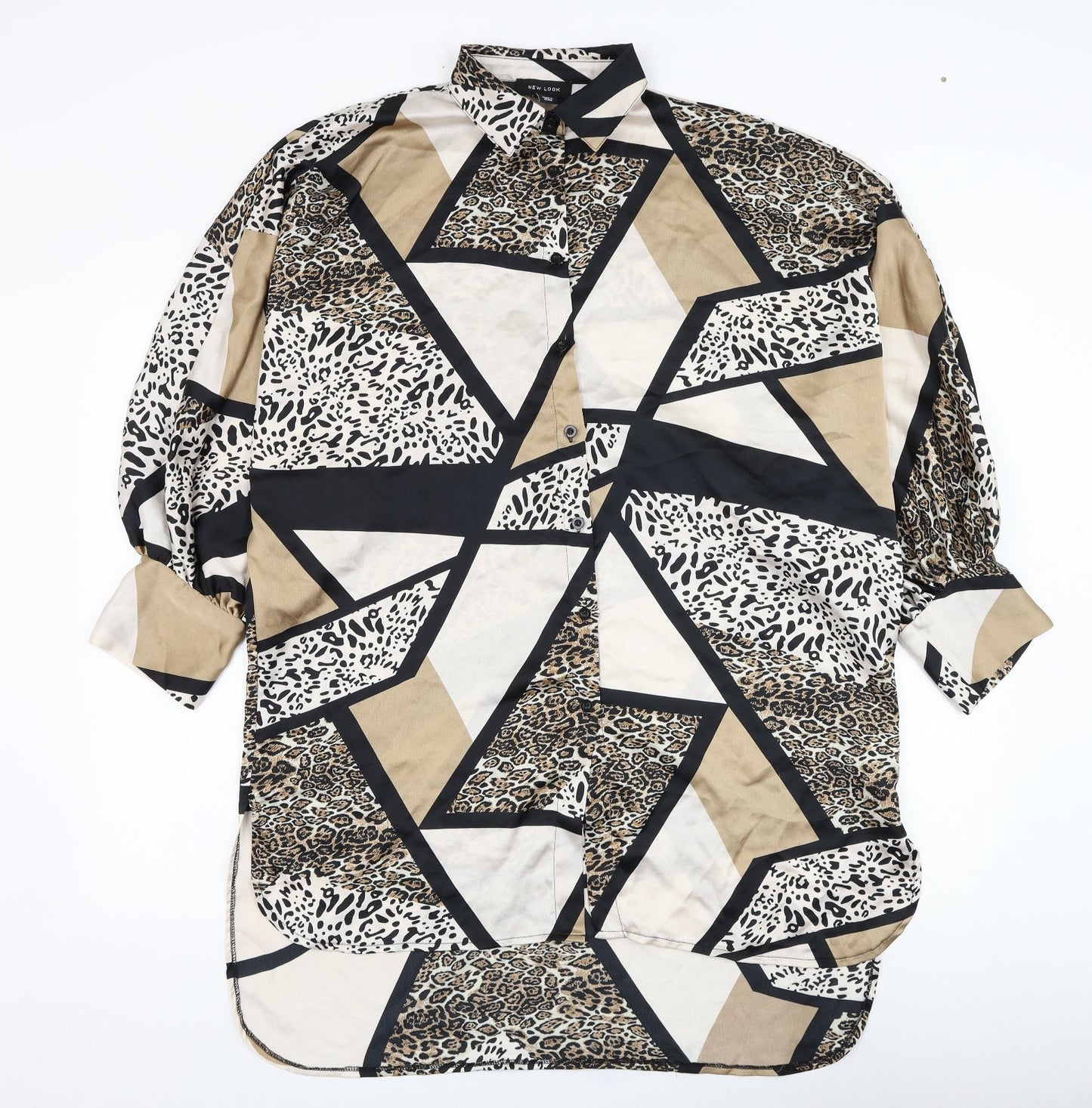 Womens UK Size 8 New Look Brown Basic Button-Up