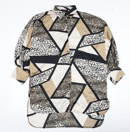 Womens UK Size 8 New Look Brown Basic Button-Up