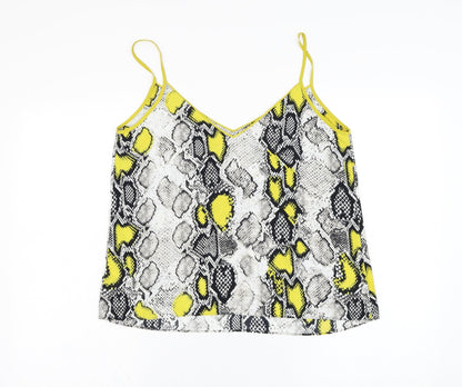 F&F Womens Grey Animal Print Polyester Basic Tank Size 12 V-Neck