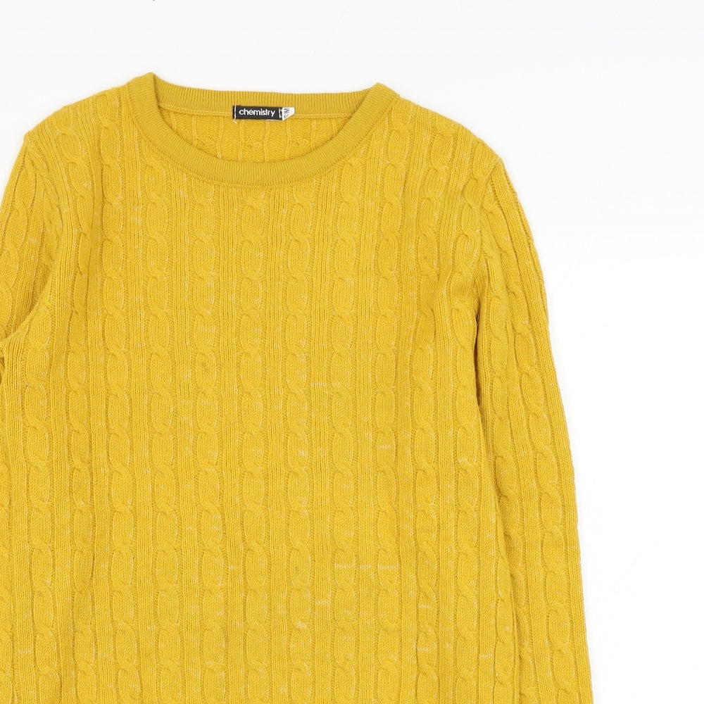 Womens UK Size S Chemistry Yellow Pullover Jumper