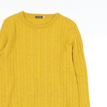 Womens UK Size S Chemistry Yellow Pullover Jumper