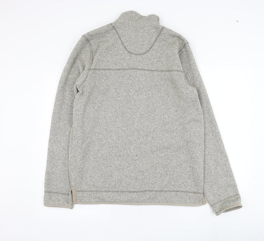 Marks and Spencer Mens Grey Mock Neck  Polyester Henley Jumper Size M