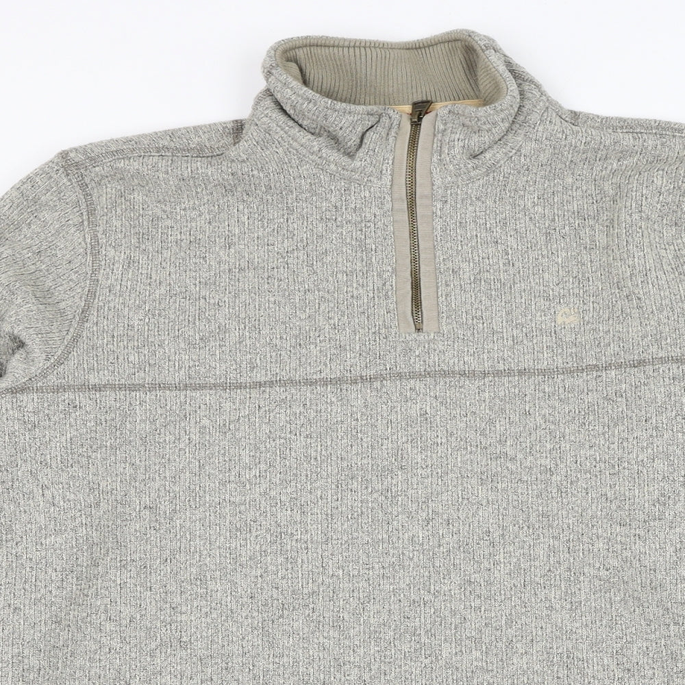 Marks and Spencer Mens Grey Mock Neck  Polyester Henley Jumper Size M