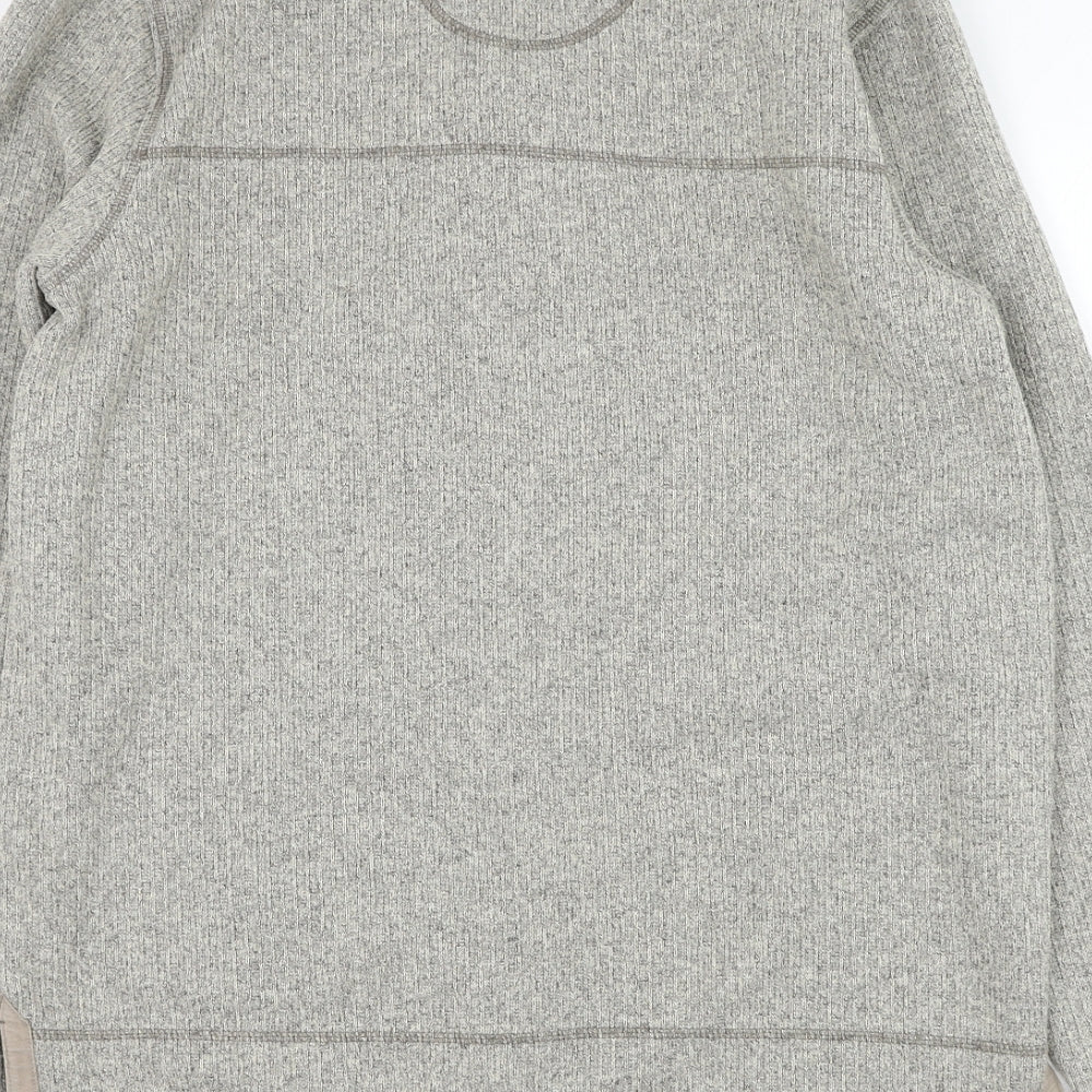 Marks and Spencer Mens Grey Mock Neck  Polyester Henley Jumper Size M