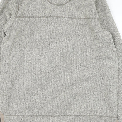 Marks and Spencer Mens Grey Mock Neck  Polyester Henley Jumper Size M