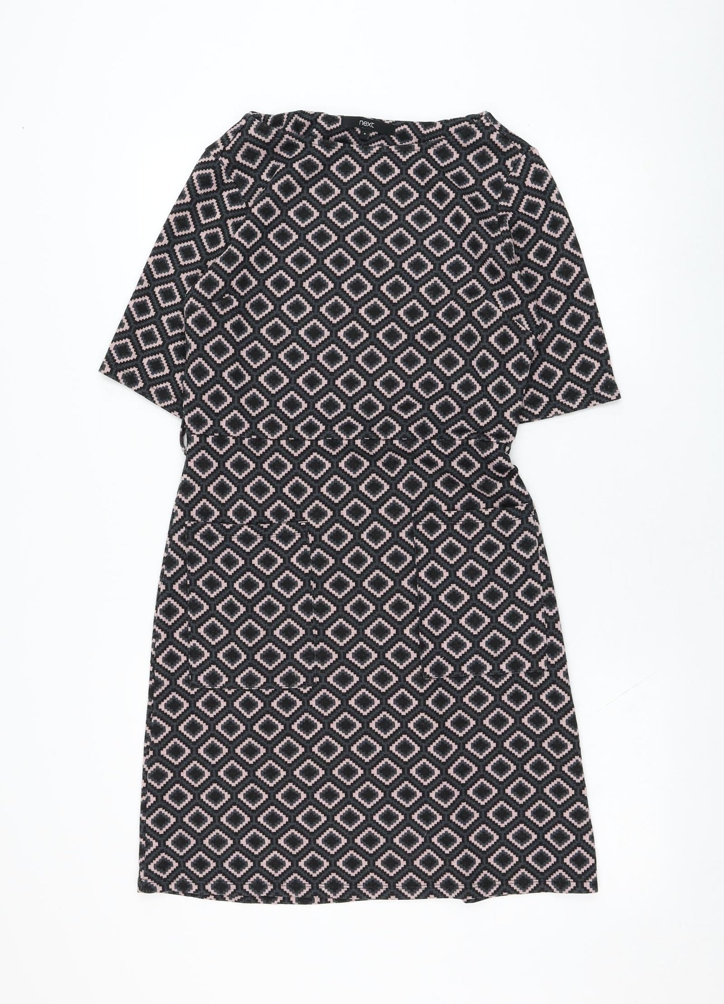 NEXT Womens Blue Geometric Polyester Shift  Size 8  Round Neck Pullover