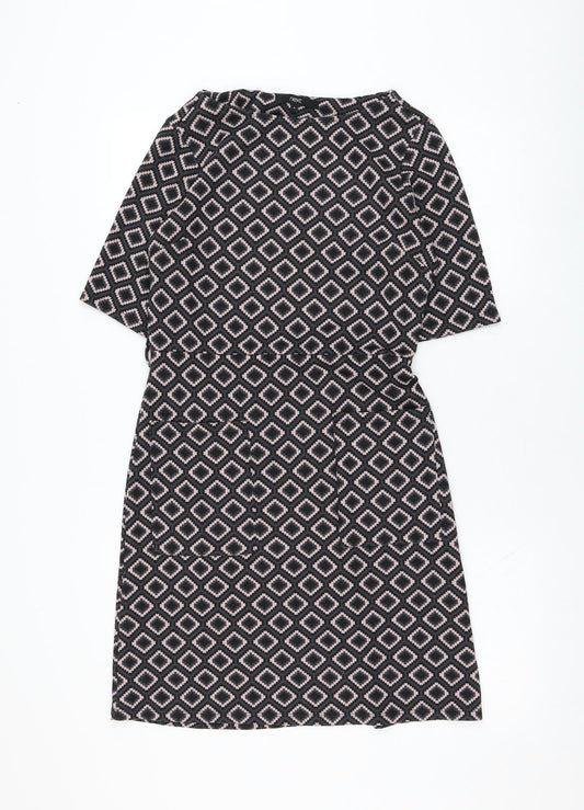 NEXT Womens Blue Geometric Polyester Shift  Size 8  Round Neck Pullover