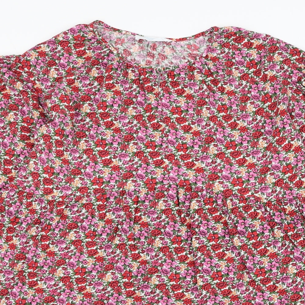 Primark Womens Red Floral Viscose Trapeze & Swing  Size 8  Round Neck Pullover