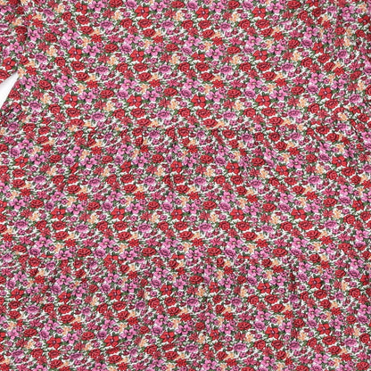 Primark Womens Red Floral Viscose Trapeze & Swing  Size 8  Round Neck Pullover