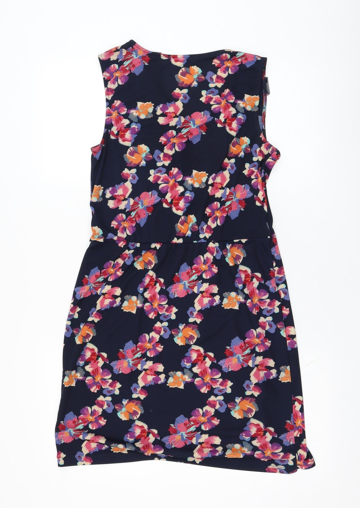 Oasis Womens Blue Floral Polyester Shift  Size S  V-Neck Pullover