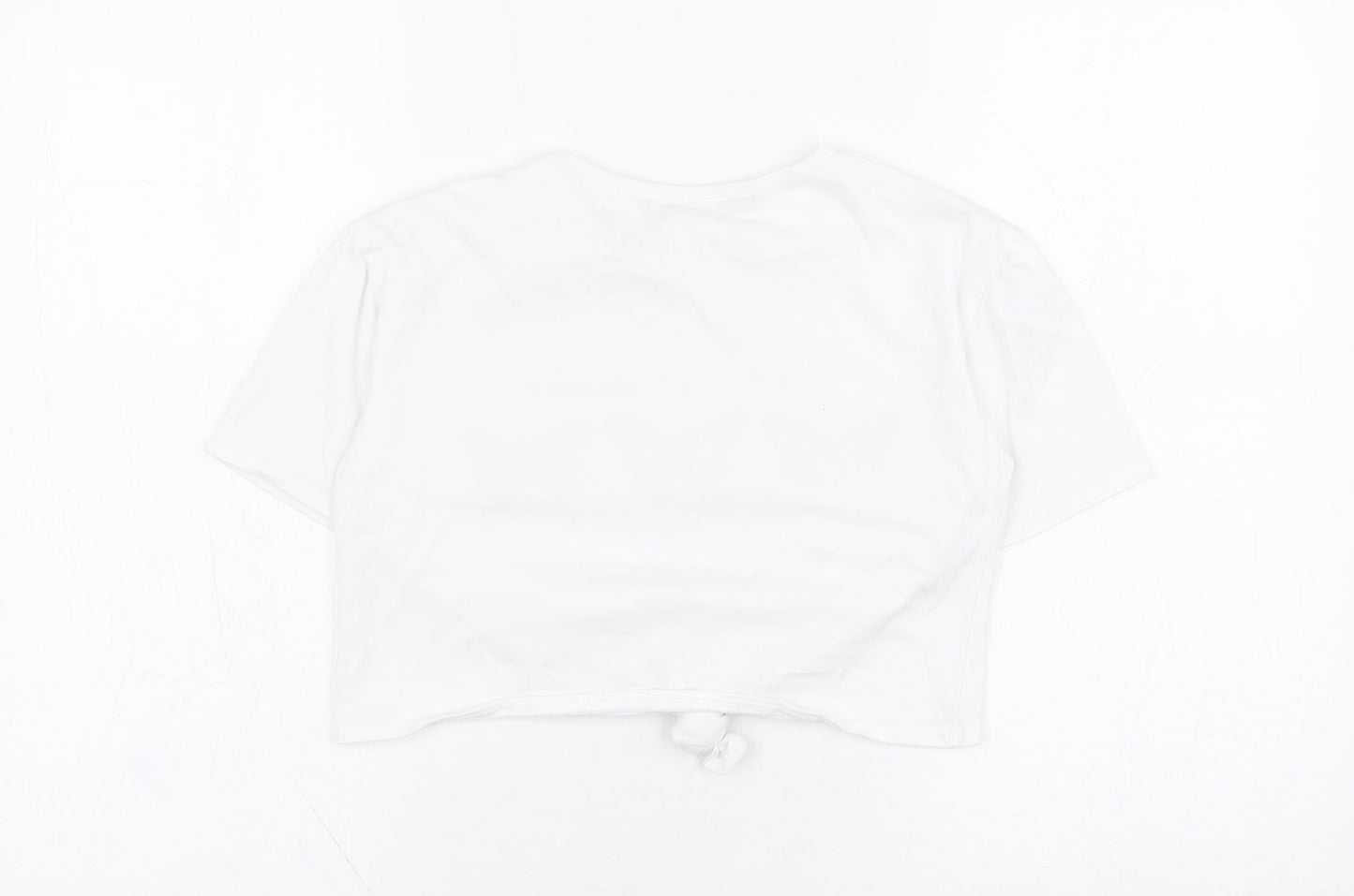 Bu Bu Womens White  Cotton Cropped T-Shirt Size S Round Neck - Butterfly