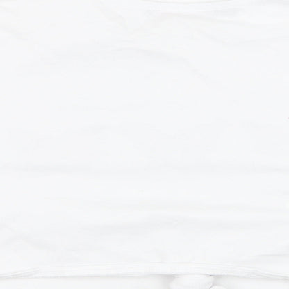 Bu Bu Womens White  Cotton Cropped T-Shirt Size S Round Neck - Butterfly