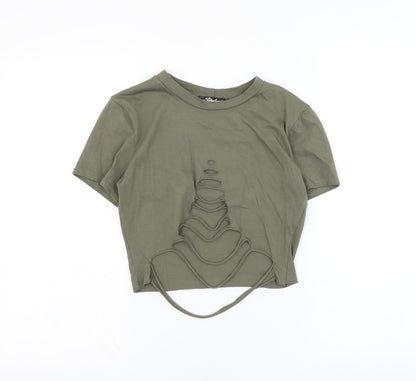 Womens UK Size S Stylewise Green Cropped T-Shirt