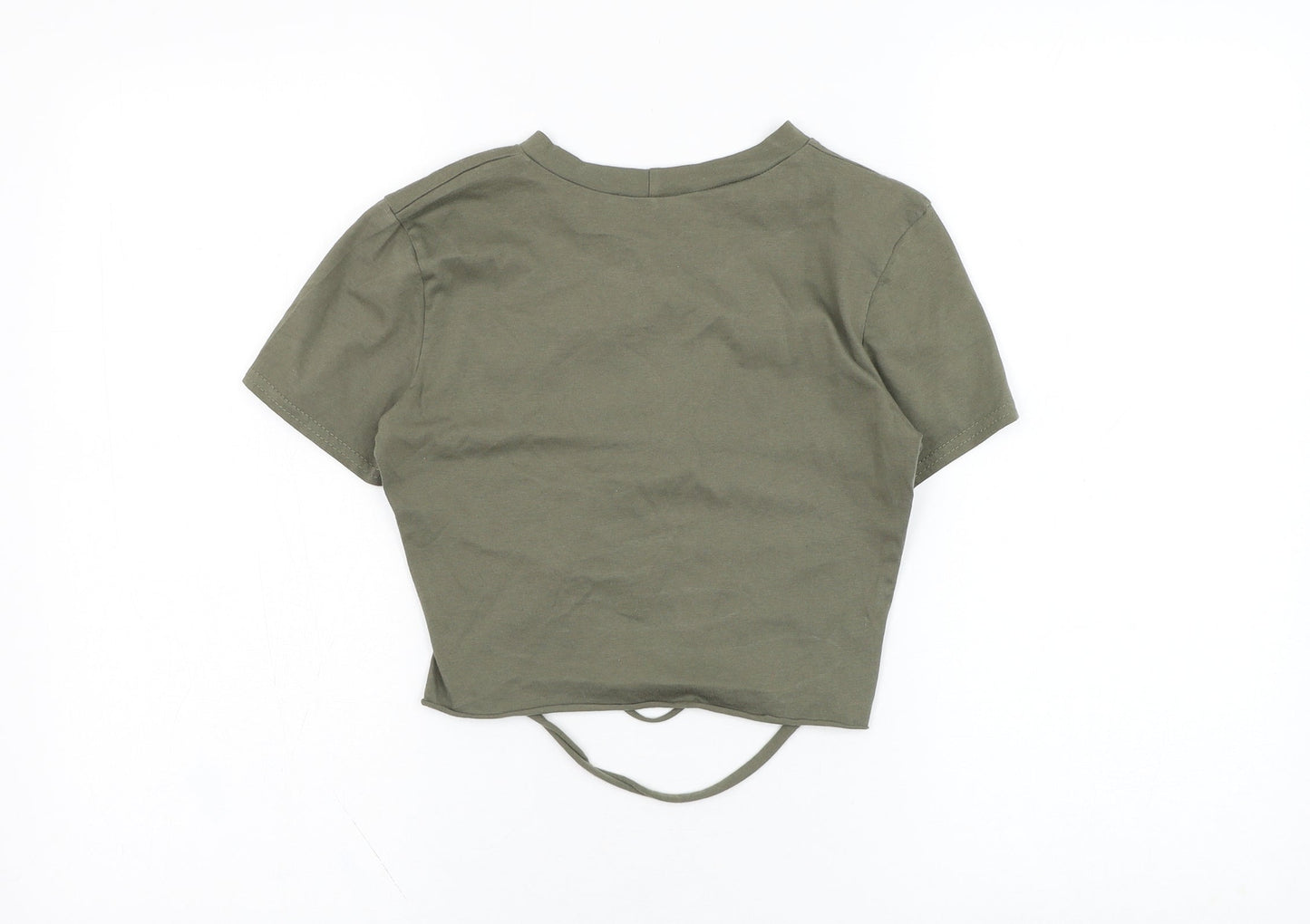 Womens UK Size S Stylewise Green Cropped T-Shirt