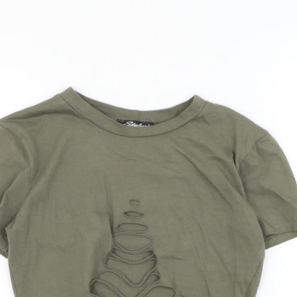 Womens UK Size S Stylewise Green Cropped T-Shirt