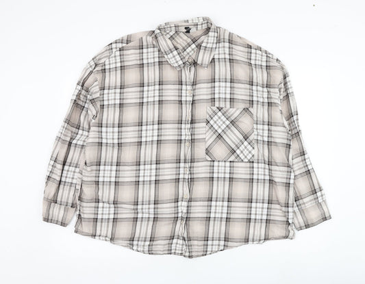 Mens UK Size L Divided by H&M Beige  Button-Up Long Sleeve Casual Shirt