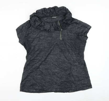 Privilegius Womens Grey  Cotton Basic Blouse Size 14 Round Neck