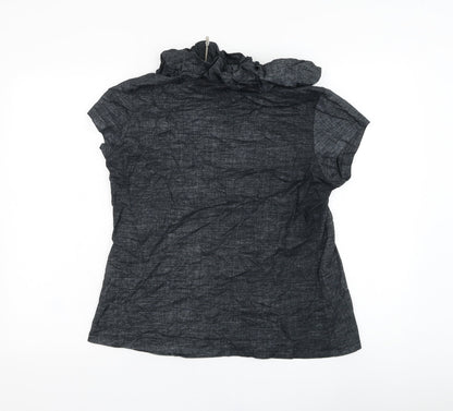 Privilegius Womens Grey  Cotton Basic Blouse Size 14 Round Neck