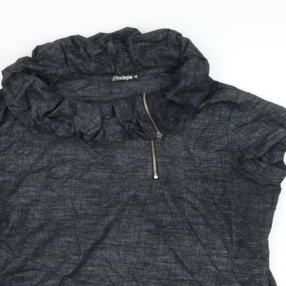 Privilegius Womens Grey  Cotton Basic Blouse Size 14 Round Neck
