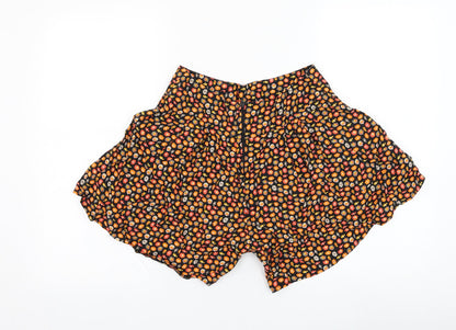 Be Beau Womens Black Floral Viscose Paperbag Shorts Size 8 L4 in Regular Zip