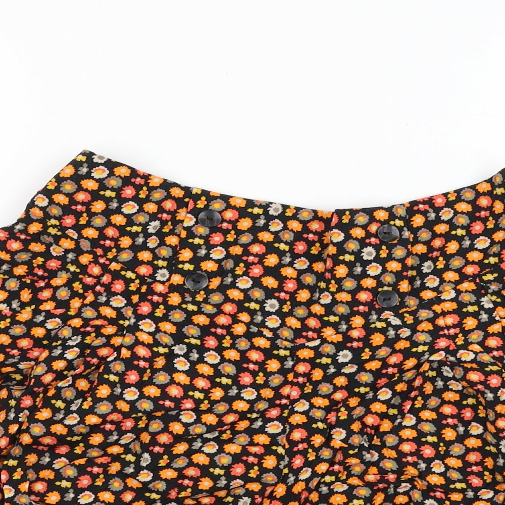 Be Beau Womens Black Floral Viscose Paperbag Shorts Size 8 L4 in Regular Zip