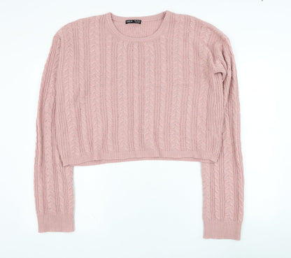 SheIn Womens Pink Round Neck  Acrylic Pullover Jumper Size 10